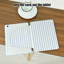 1 ốp lưng gập bảo vệ máy tính bảng, chân đế xoay 360°, khe cắm bút tích hợp, họa tiết sọc xanh trắng, chất liệu da PU với chức năng tự động tắt/mở màn hình, tương thích với Samsung A9/A9+/S9/S9FE/A11/A11+/S11/S10 FE/S10 FE+/S10 Lite, Honor, Matepad. - Nhiều màu - Xem 7