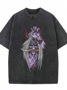 Camiseta casual vintage cómoda y lavada para mujer, camiseta de manga corta con cuello redondo,% algodón lavado y versátil para hombre, adecuada para uso diario y atuendos de, estilo unisex. - Negro - Ver 1