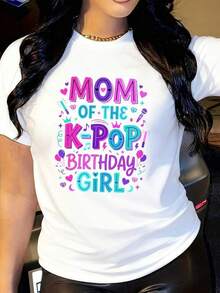 Camiseta a juego para mamá de la cumpleañera K-Pop, regalo de cumpleaños para fanáticos del K-pop, camiseta gráfica para amantes de la música coreana, ropa de hombre, cosas para hombre, ropa de mujer, blusas casuales bonitas para mujer. - Blanco - Ver 1