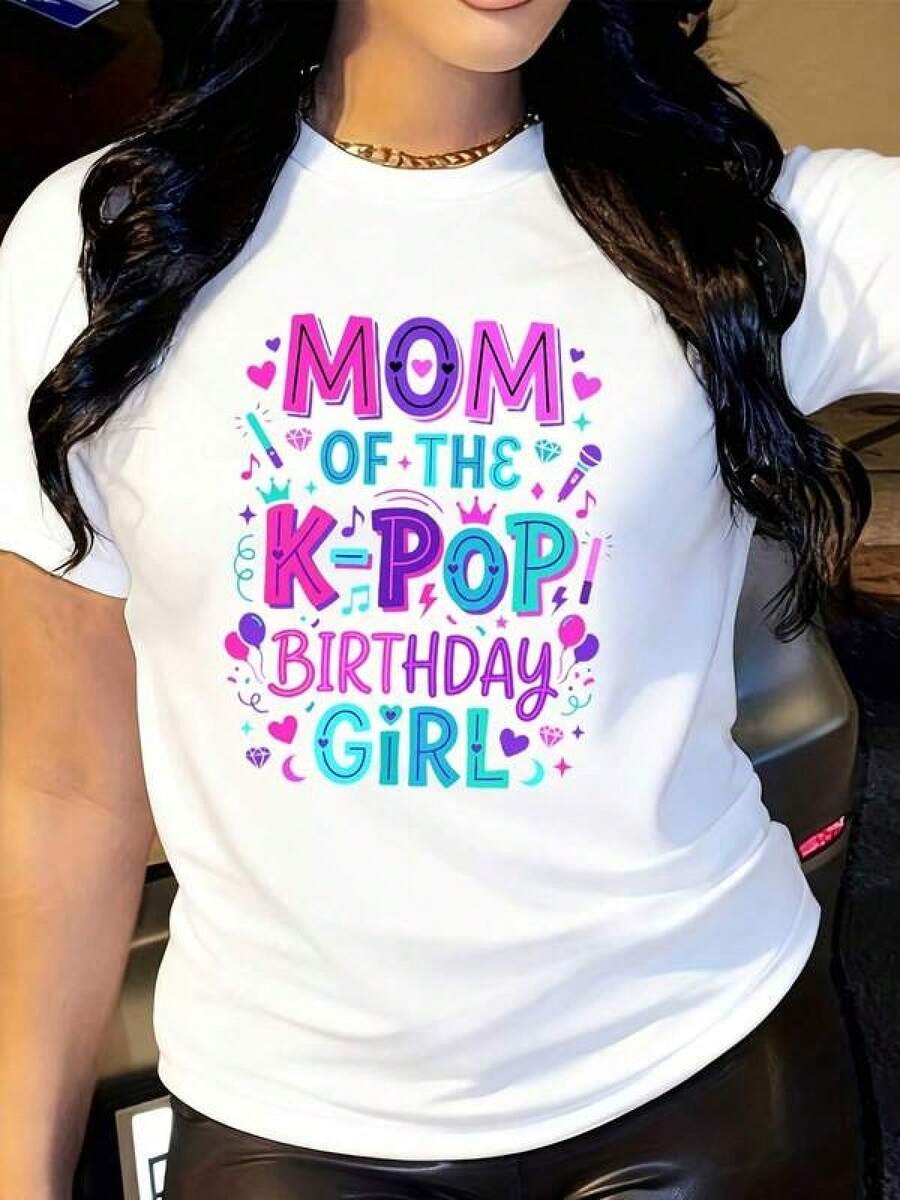 Camiseta a juego para mamá de la cumpleañera K-Pop, regalo de cumpleaños para fanáticos del K-pop, camiseta gráfica para amantes de la música coreana, ropa de hombre, cosas para hombre, ropa de mujer, blusas casuales bonitas para mujer. - Blanco - Ver 1