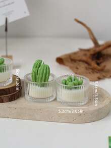 1件仙人掌玻璃香氛蠟燭，居家裝飾用，可愛綠色禮品，適用於節日裝飾、情人節禮物、婚禮布置、派對餐桌裝飾、桌面蠟燭裝飾、聖誕禮物，也適合送給朋友的貼心禮物。適用於各種場合：聖誕節、生日、母親節、父親節、週年紀念、感恩節、情人節等 - 仙人掌玻璃杯蠟 - 查看 12