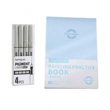 Languo Zeichenübung Skizzenbuch Sets, mit 0,2/0,3/0,4/0,5 mm Pigmentliner 3 Größen A4/B5/24K verdicktes 120 g/m² Papier, kein Tintenverlauf flach liegend 180° PU Cover, auslaufsicheres Markerpapier zum Zeichnen Skizzieren Ausmalen Anime Kunst Schulanfang Kunstbedarf - Sätze - Übersicht 16
