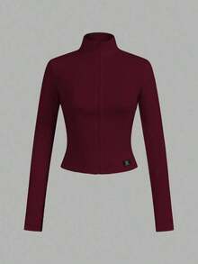 2 piezas Conjunto versátil de ropa deportiva de punto blanca y negra para yoga y fitness, camiseta de manga larga con cremallera y bordado gráfico de letras, elegante para otoño/invierno - Multicolor 3 - Ver 9