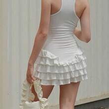 Women's Ballet Style Halterneck Pleated Cake Dress - Gris - Ver 3
