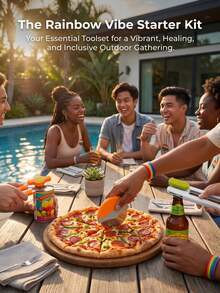 X-O CHEF LAB "Healing Orange" Pride Party Pack - 3-Piece Bundle: Wavy Blade Pizza Cutter, Smile Face Can Opener & Matte Matcha Green Rotary Opener | Dopamine Kitchen Essentials For Inclusive Outdoor Gatherings - View 6