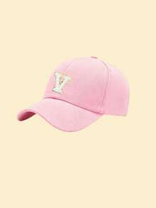 1 pieza Gorra de béisbol con parche de 26 letras de terciopelo, gorra de papá casual ajustable adecuada para golf, ropa urbana, festivales, viajes y uso diario, playa, vacaciones - Rosa - Ver 32