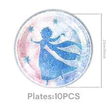 Este juego de vajilla desechable de 51 piezas de la Niña de la Nieve incluye 10 platos de cena, 10 platos de postre, 10 vasos de papel, 20 servilletas y 1 mantel. Este práctico juego de vajilla es perfecto para acampar, picnics, barbacoas en el jardín, bodas y fiestas de cumpleaños. - Multicolor - Ver 7