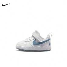 Nike 幼兒COURT BOROUGH魔鬼氈低筒板鞋運動鞋 - 白色/藍色 - 查看 3