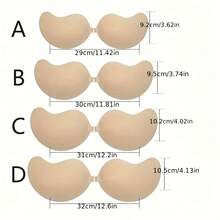 4/2pcs Invisible Adhesive Bras + 10pcs Floral Nipple Covers, Strapless Silicone Bra Pasties, Suitable For Dresses, Lingerie, Reusable, Skin Color & Black Available - Multicolor - View 2