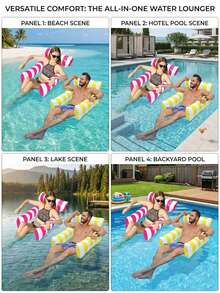 Schwimmender Poolstuhl & Lässig-Hängematte, dualer faltbarer aufblasbarer Poolstuhl mit Rückenlehne, geeignet für Spa, Strand und Party, tragbarer schwimmender Stuhl/Bett, ideal für Sommer-Außennutzung, Reisen und Urlaub, perfektes Geburtstagsgeschenk für Studenten - A - Übersicht 7