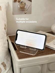 1-2pcs Transparent Acrylic Phone Stand, Thickened Desktop Holder, Universal Portable Display Rack, Suitable For Smartphones And Small Tablets - Transparent Bracket - View 9