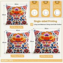 4pcs/Set Retro Pattern Printed Pillow Cover, Single-Sided Printing, Suitable For Living Room, Bedroom, Home Decor, All Seasons - Multicolor - View 3