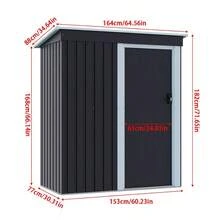 Outdoor Metal Removable Storage Shed Garden Storage Shed With Lockable Door For Firewood Garbage Can Tools Lawnmower Bike Shed Waterproof Log Store For Backyard Patio Rust-Resistant Not Include Foundation 164cm W X 77cm D X 182cm H - Charcoal Black - View 4