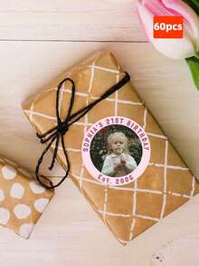 1/30/60/120pcs Personalized Birthday Photo Stickers, Custom Party Stickers For Bachelor, Groom, And Bride Party, DIY Stickers For Wedding And Family Celebrations - Multicolor - View 51