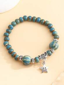 1PC Cute Ceramic Cute Star Charm & Textured Ceramic Beads Beaded Bracelet For Women Daily Wear & Gift, Multi-Color Available - Same Style - View 1
