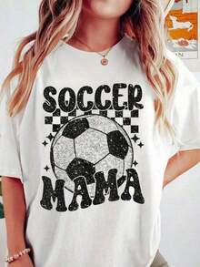 1 pieza Camiseta Retro Soccer Mama a Cuadros para la Temporada de Fútbol, 180g - Blanco - Ver 6