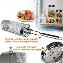 Stainless Steel BBQ Basket Grill Rack With Handle, Outdoor BBQ Accessories - Multicolor - View 4
