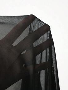 Swim  Salida de playa tipo kimono con flecos para talla grande - Negro - Ver 7