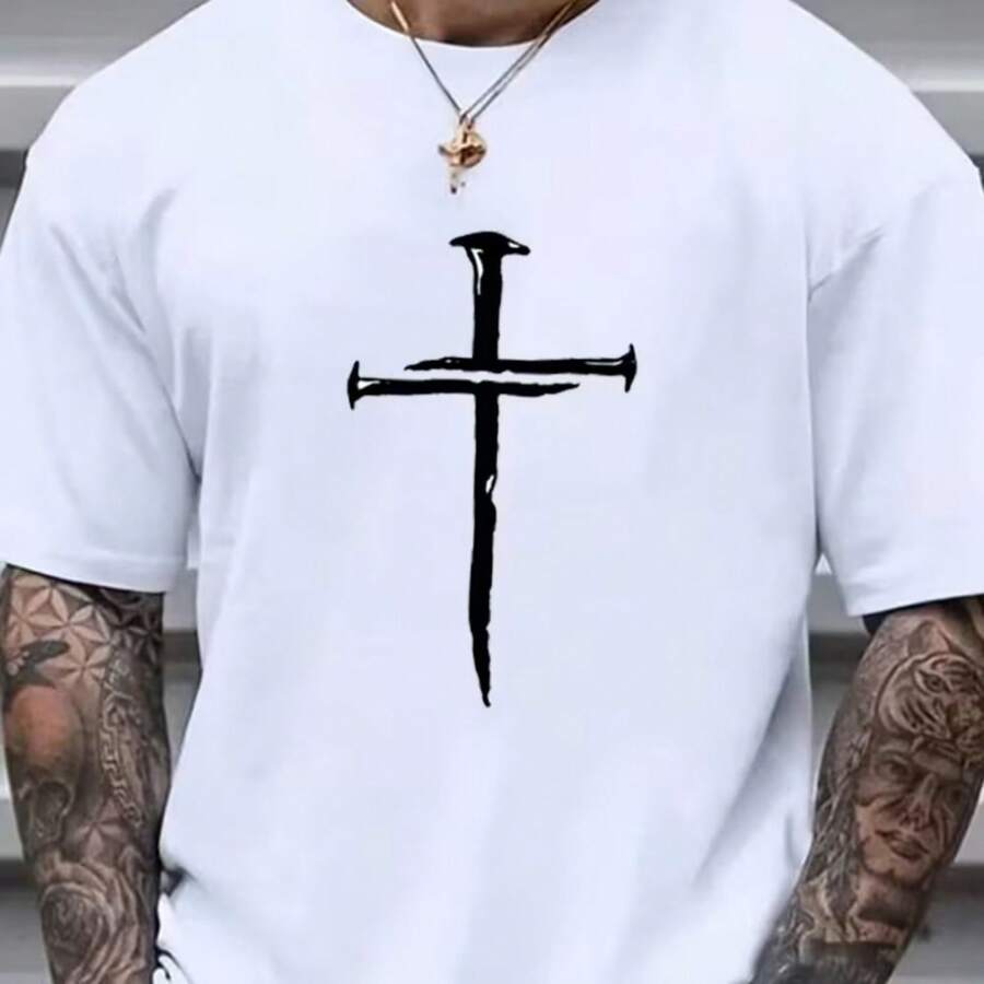 Printed T-Shirt For Men And Women - 白色 - 查看 1