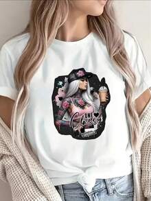 This Lightweight And Durable Short-Sleeved T-Shirt, With Its Stylish Coffee Design, Is Perfect For Casual Outings At Home Or In A Coffee Shop, Offering A Comfortable Everyday Wearing Experience. - trắng - Xem 1