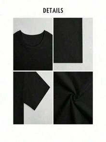 Camiseta de manga corta para mujer, nueva colección primavera-verano 2026, con diseño estampado, versátil para uso diario, adecuada para ocasiones de oficina y casuales. Cada pieza está empaquetada individualmente. - Negro - Ver 4