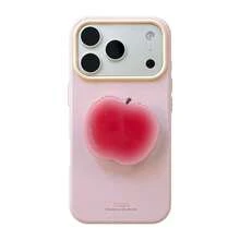 Apple Pattern GUCADI Ins-Style Fruit Stand Phone Case Suitable For IPhone 17pm, 16, 15, 14, 13. It Features A Fresh, Geometric, Minimalist, Creative And Unique Design, With Contrasting Colors And Ins-Style Aesthetics. - Strawberry Powder - View 5