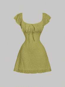 Vestido mini minimalista de unicolor para mujer - Verde - Ver 2