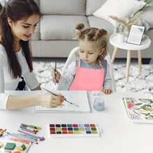 2Pcs Adjustable Kids Painting Apron ,Kids Art Aprons, Durable Cooking Apron For Boys And Girls, With Pockets, For Kitchen,Laboratory Activity, Painting And Baking Crafts Wear - Multicolor - View 5