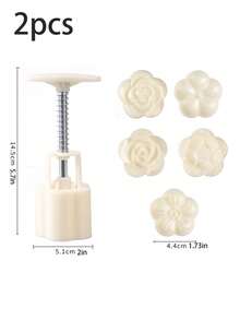 6件套花形烘焙模具套装，包含1个裱花袋和5个花形模具，蛋糕制作DIY烘焙工具，饼干模具，厨房烘焙配件，小型厨房工具，完美的烘焙用品 - 白色 - 查看 10