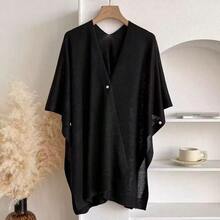1pc Minimalist Solid Color Button Knit Shawl, Women Fashion Cover Up Cover Up Lightweight Outerwear, Versatile For Daily Wear And Travel - Multicolor - View 8