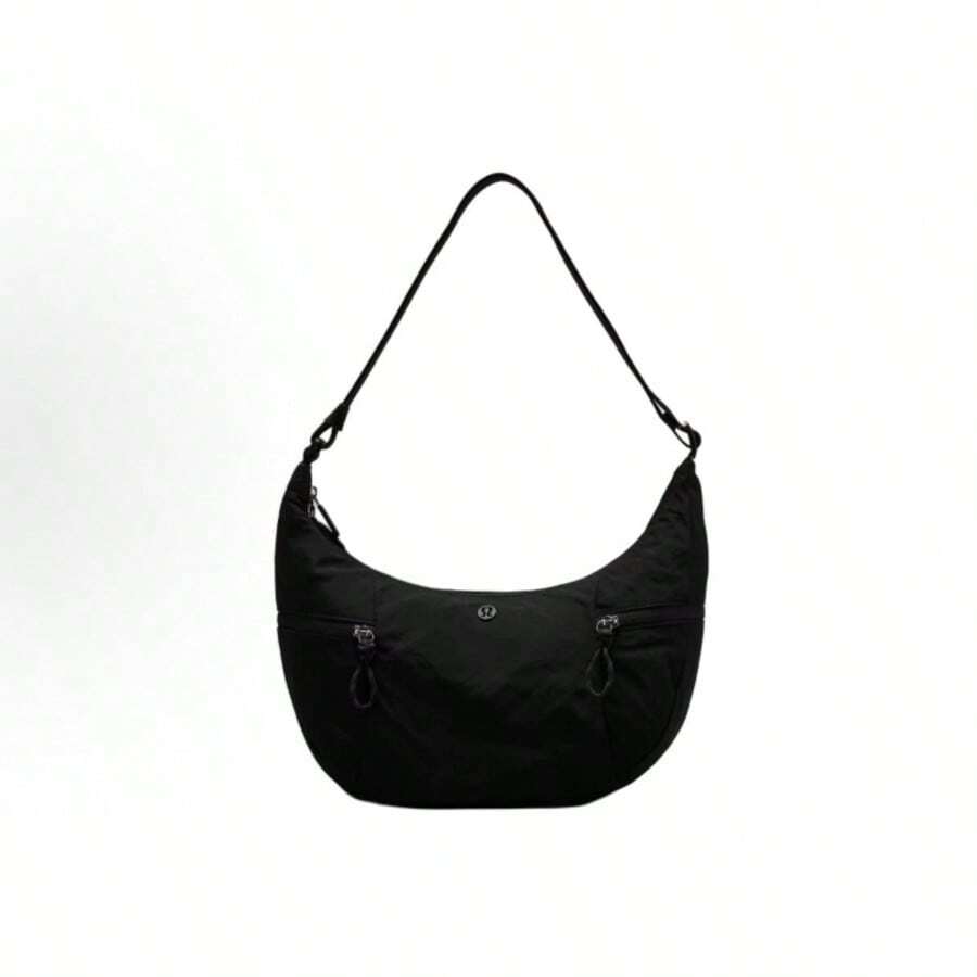 Lululemon Slouchy Sling 6L Casual Versatile Adjustable Shoulder Strap Nylon Croissant Handbag Shoulder Bag, Regular Style, Unisex, Couple Style, Black - 黑色 - 查看 1