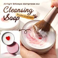Makeup Brush Cleaning Soap With Silicone Cleaning Pad, Solid Brush Cleaner, Deep Cleaning For Makeup Brushes And Beauty Sponges - Multicolor - View 2