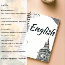 1pc A5 Spiral Notebook - Big Ben Illustration Grid Diary _ British Design Lined Pages, Suitable For Language Notes, Diary, School And Travel Lined Notebook Record Book - English - View 7