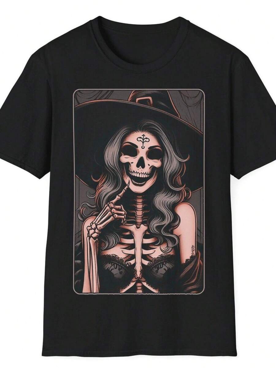 Camiseta|Serie decorada con patrones de cartas de tarot - adecuada tanto para hombres como para mujeres.camisas de mujer sudaderas para mujer sueter blusa casual mujer verano vestidos de graduación - Negro - Ver 1
