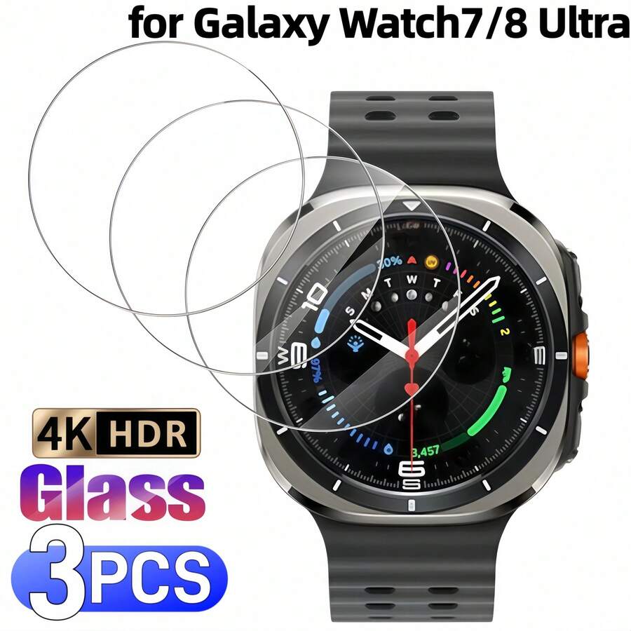 3 piezas Protector de pantalla para Samsung Galaxy Watch7/8 Ultra, Vidrio templado de dureza 9H, transparente de alta definición, tacto sensible, material duradero - 3 piezas para Watch7/8 Ultra - Ver 1