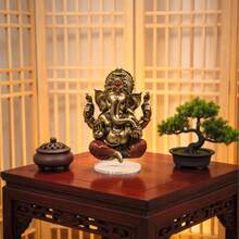 1 pezzo Statuetta, Statua del Dio Indù per decorazione, Ornamento da scrivania Feng Shui, Regalo per l'inaugurazione della casa o l'ufficio - 1PC - Visualizzare 5