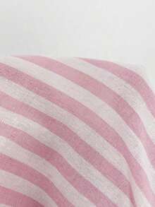 Enterizo casual sin mangas de talla grande con cuello en V y estampado de rayas con botón de un solo pecho - Rosa - Ver 7