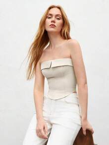 Camiseta de tirantes con detalle de pliegue para mujer, apta para uso urbano y casual de negocios, top básico adecuado para Navidad, Halloween, fiestas y atuendo de invitada a bodas - Albaricoque - Ver 9