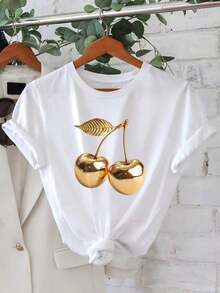 Women's Classic Casual T-Shirt With Vintage "My Birthday" Print And Balloon, Short Sleeve Crew Neck T-Shirt, Comfortable, Suitable For Daily Wear, Vacation And Summer Clothes. - 白色 18 - 查看 7