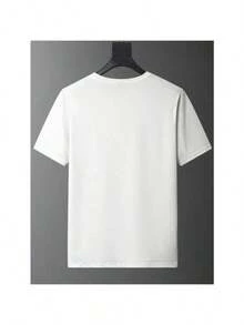 100% algodón 1 pieza Camiseta casual de cuello redondo 100% pura|   Adecuado para novio, novia, esposo, esposa, Día de San Valentín, Día de San Patricio, todas las estaciones, cuello redondo, tela de elasticidad media. - Blanco - Ver 2