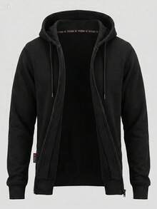 Men's French Terry Hooded Zip-Up Sweatshirt, Finished With Ribbed Cuffs And Hem, Available Sizes XS–8XL, Perfect For Spring, Summer And Fall - Black - View 2