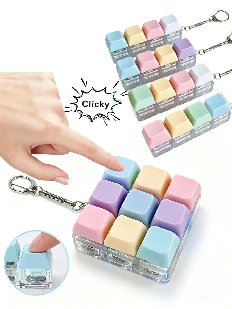 Móc khóa bàn phím giảm căng thẳng 4/9, móc khóa ngón tay chống stress, dụng cụ kiểm tra lực nhấn nút chơi game, phụ kiện bàn làm việc văn phòng. - nhiều màu - Xem 1