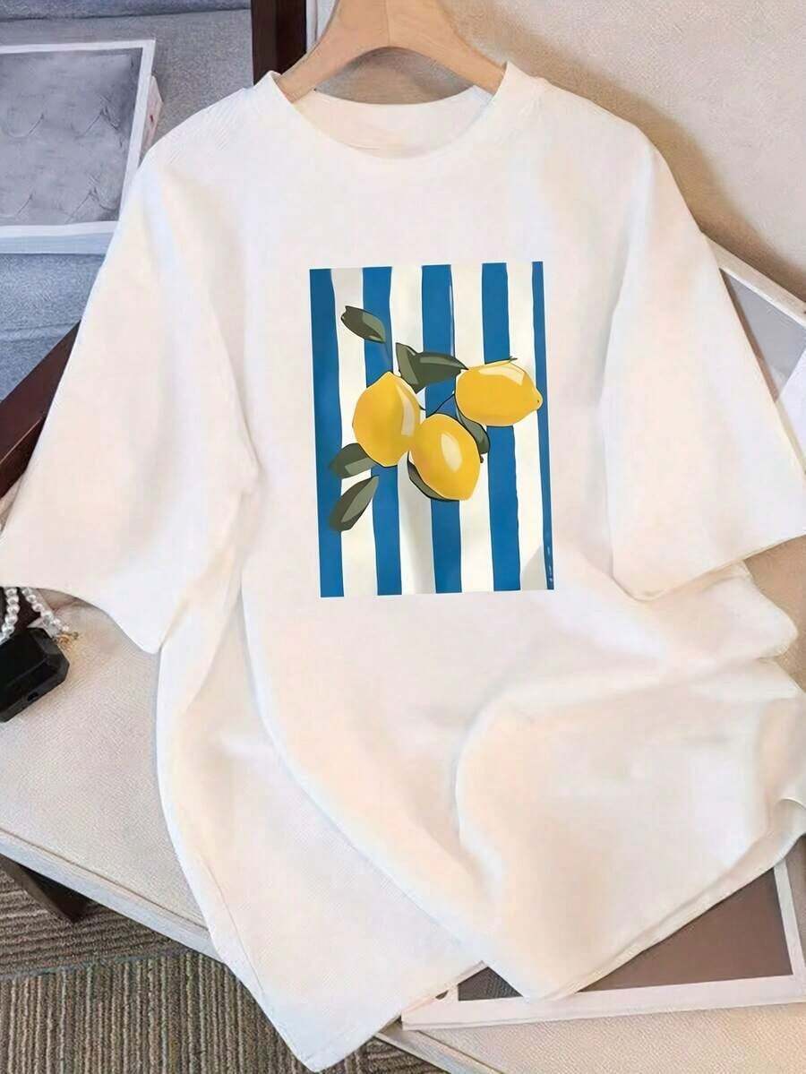 Camiseta de Algodón Puro, Novedad Verano 2026: Diseño Moderno Minimalista, Manga Corta para Mujer, Estampado de Diseño Único, Camiseta Holgada de Media Manga con Efecto Adelgazante para Estudiantes, Camiseta Estampada Casual Versátil y Cómoda para Mujer, Camiseta Fresca de Verano Estilo Unisex, Estilo Unisex - Blanco - Ver 1