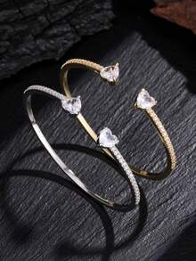 rakol 1pc Elegant Connected Heart Design Bracelet, Suitable For Party Wear - Love-filled Zirconium - View 4