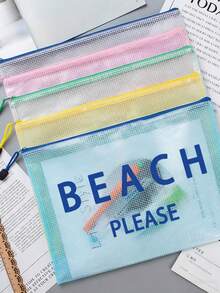 PVC防水“BEACH PLEASE”图案女士沙滩包，透明手提包，果冻包，大号泳池手提包，沙滩、邮轮、旅行必备，适合沙滩、旅行、购物、户外活动、工作、上学和日常使用，独特的生日、节日、派对、母亲节、度假、婚礼、返校礼物 - 彩色 - 查看 4