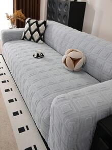 1pc Soft Minimalist Large Square Sofa Cover, Stain-Resistant Anti-Slip Sofa Slipcover, Suitable For All Seasons, Machine Washable & Hand Washable, No Fading Or Shedding, Elastic Sofa Protector - Light Grey - View 7