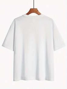 Camiseta de Mujer para Primavera y Verano con un Diseño Adorable que Presenta "El Desayuno del Día: Queso Crema y Cereza", Estampado Estilo Coreano, Mangas Cortas, Cuello Redondo, Corte Holgado, Camiseta de Mujer Jing K, Tops para Salir para Mujer - Blanco - Ver 3