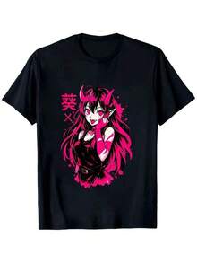 Camiseta Juvenil Actual Fun para Hombre, camiseta con estética de puro horror 2026, que presenta lindas caricaturas de chicas anime góticas, diseño moderno exclusivo de la temporada, muy popular y recomendada por los clientes.blusas para mujer playeras de mujer vestidos casuales para mujer y2k playeras deportivas para mujer verano camisetas ropa de mujer Fashion Perfect For Daily - Negro - Ver 6