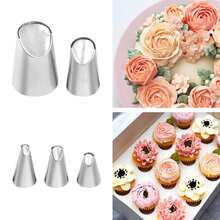 5pcs Rose Flower Piping Tips Set, Cake Decorating Piping Tips Set, Cupcake Decorating Tools - Silver - View 3