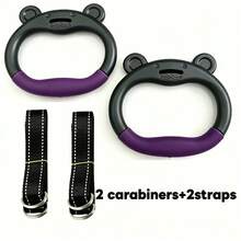 1 Set Adjustable Bear-Shaped Gymnastics Training Rings, Indoor/Outdoor Swing Hanging Rings, Multi-Function Fitness Training Rings With Non-Slip Grip, Children's Playground Exercise Rings - Multicolor - View 7